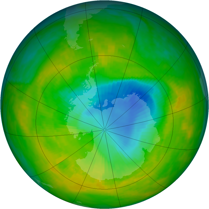 Antarctic ozone map for 24 November 1984